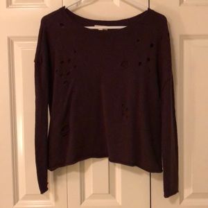 Distressed Maroon Sweater-Top